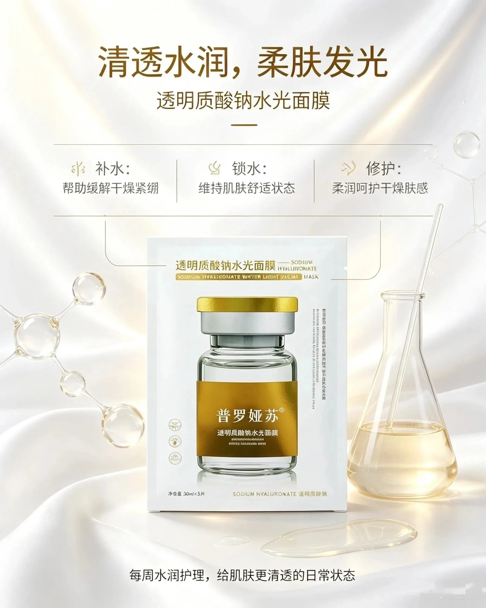 普罗娅苏透明质酸钠水光面膜【密集补水】 图片 1