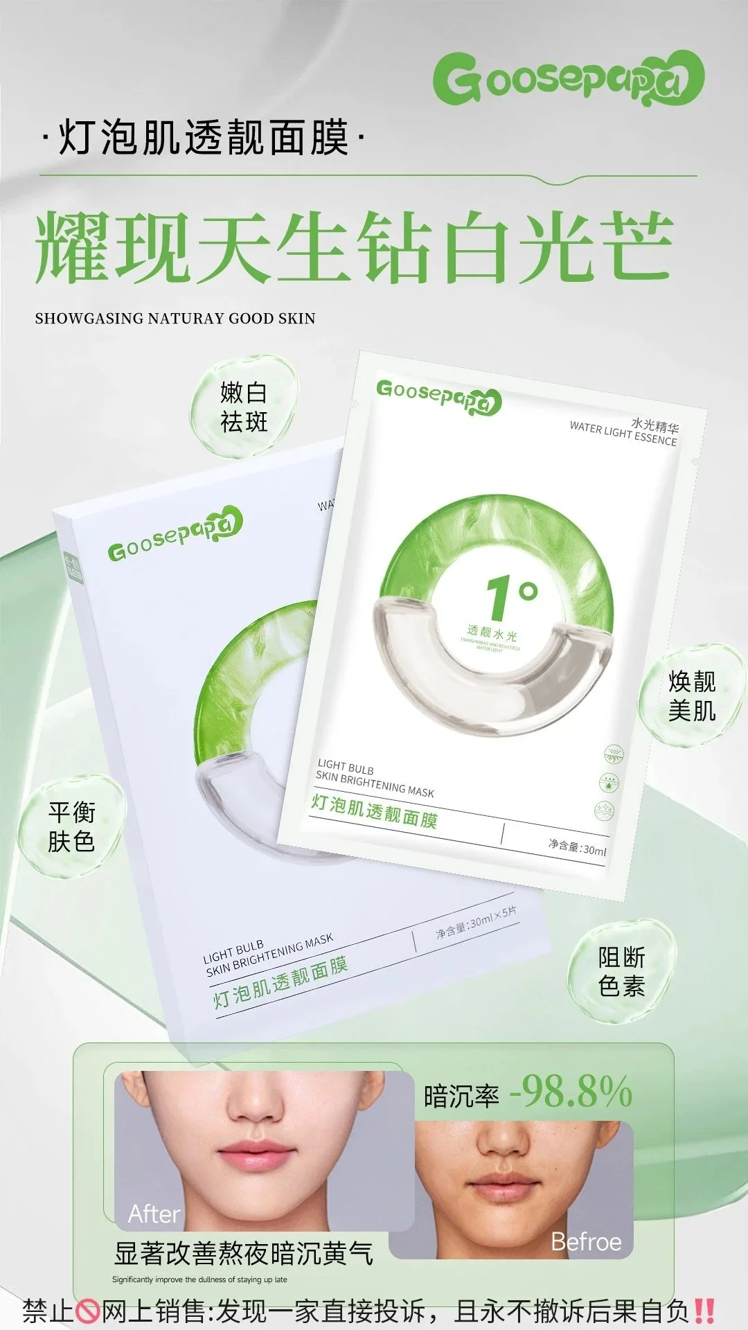 Goosepapa灯泡肌透靓面膜 图片 1
