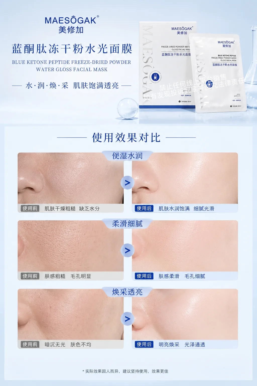 美修加蓝铜肽冻干粉水光面膜（舒缓修护） 图片 4