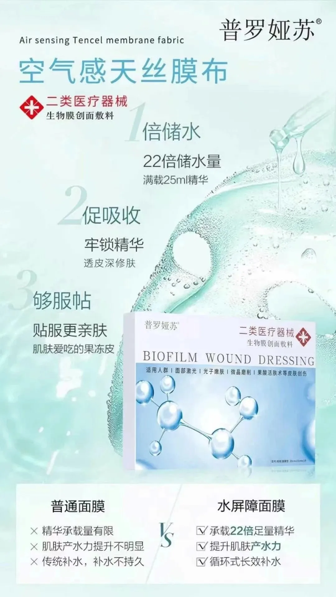 普罗娅苏生物膜创面敷料面膜，二类面膜，（浅蓝色款面膜） 图片 5