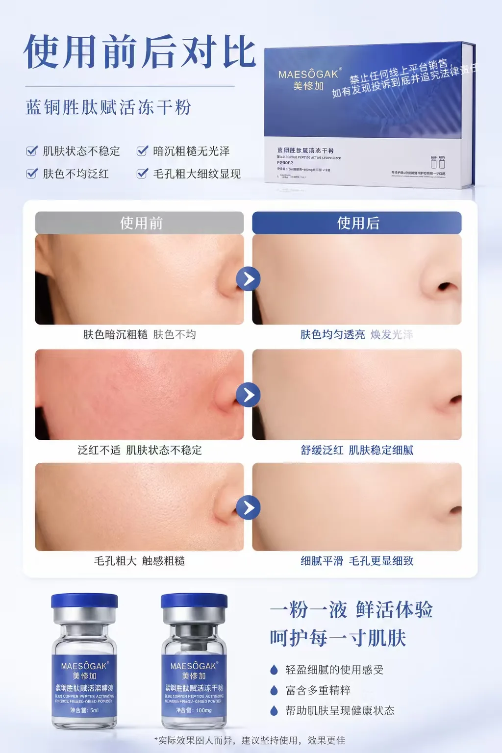 美修加蓝铜胜肽赋活冻干粉，修护冻干粉 图片 7