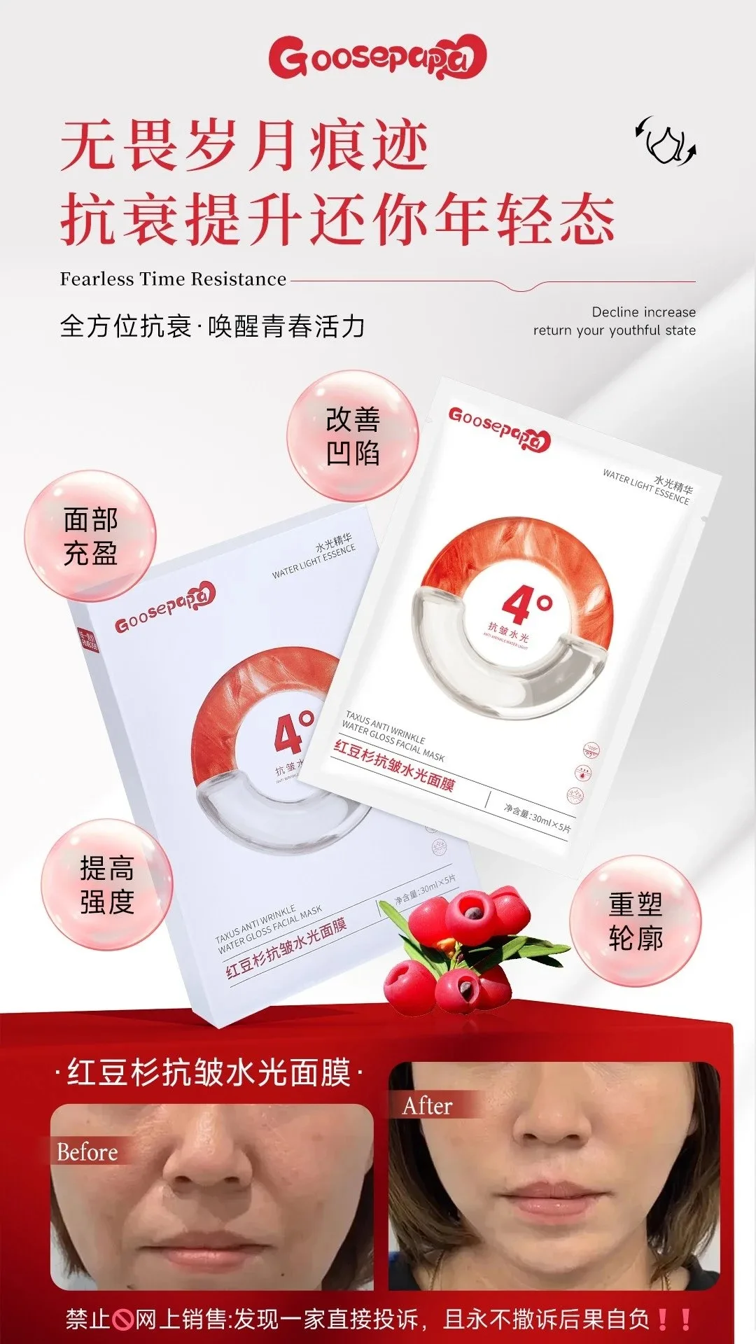 Goosepapa红豆杉抗皱水光面膜 图片 1